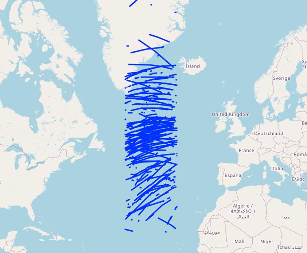 Example ADS-B flight-path stage 1