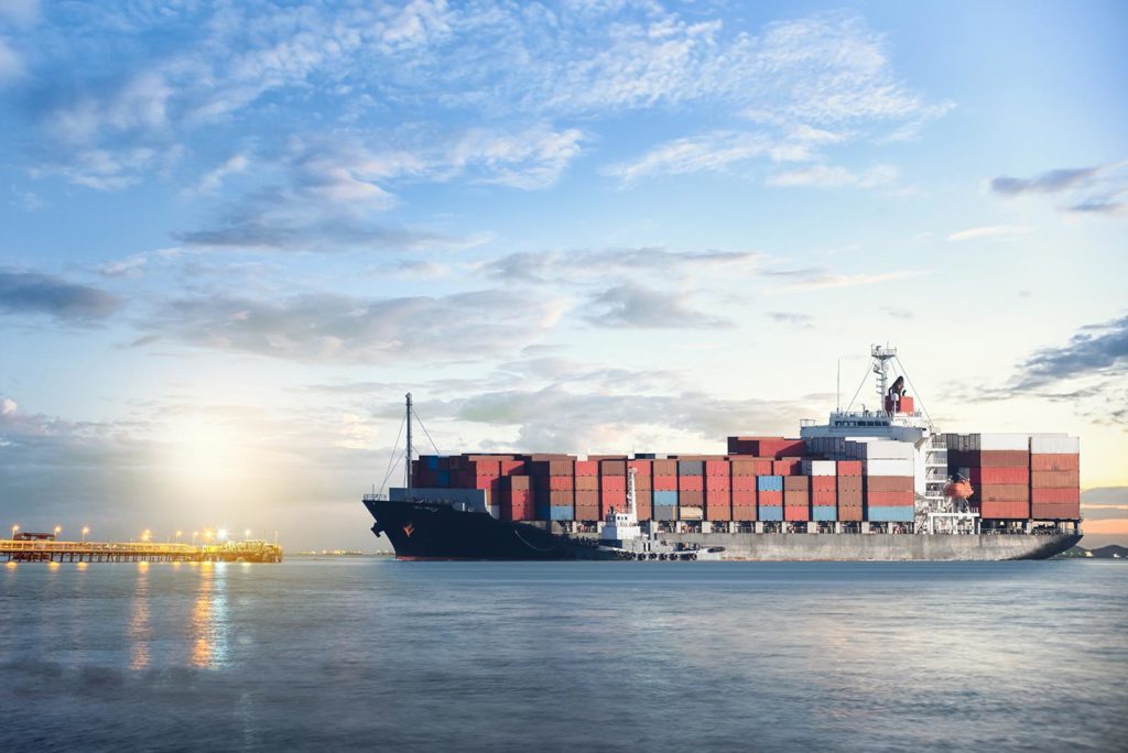 Supply chain logistics and transportation of container cargo ship in the ocean