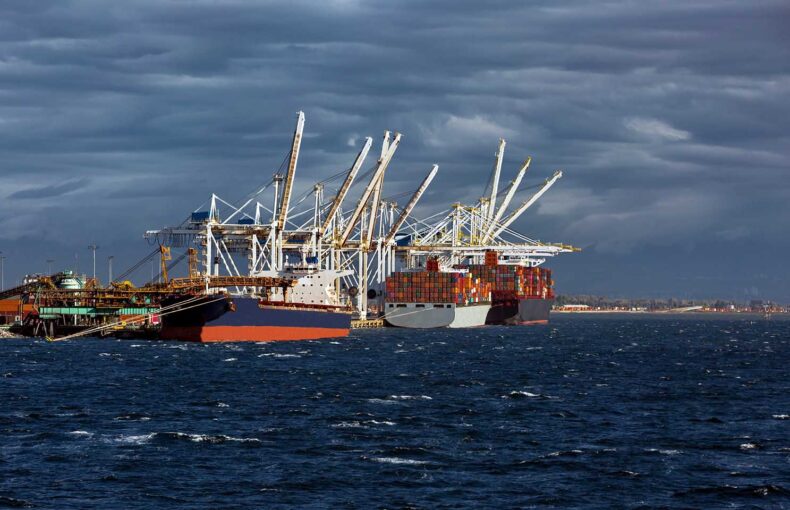 Container ships in port