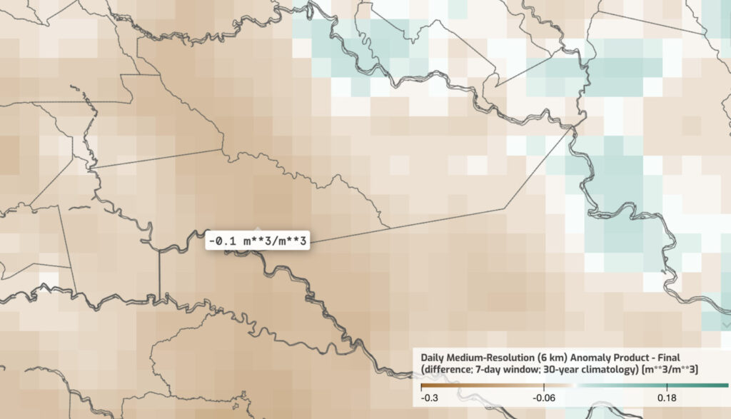 Figure 2b. Soil moisture anomaly map – July 17, 2025 (peak dryness)