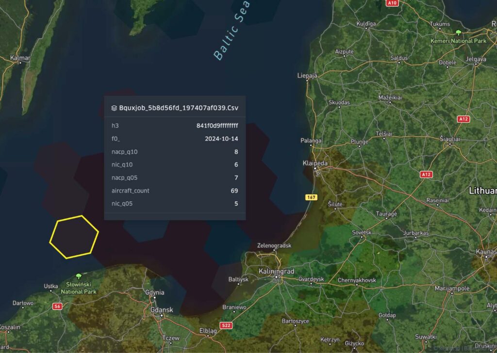 Northwest Hex map over the Baltic Sea