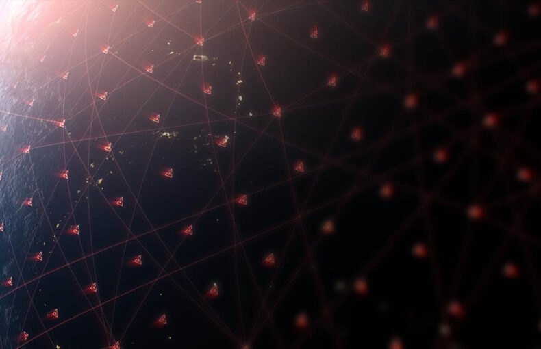 GNSS spoofing satellite data illustration over planet Earth