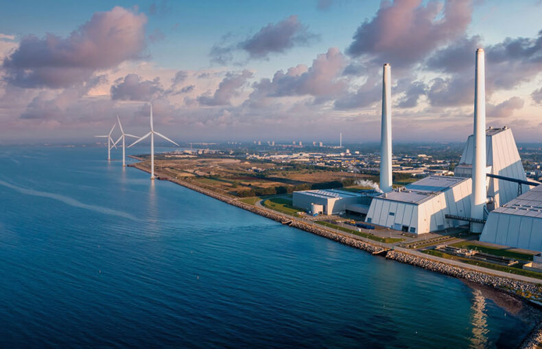 Aerial view of a power station of utility and energy generation company