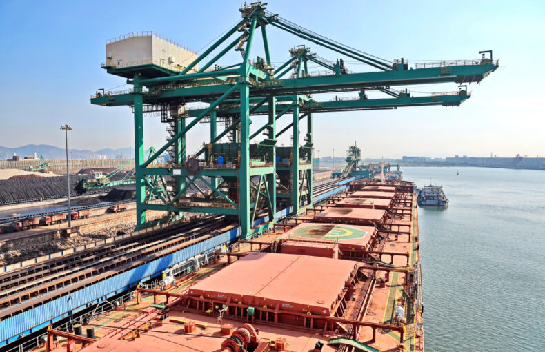 Shipping tanker in port