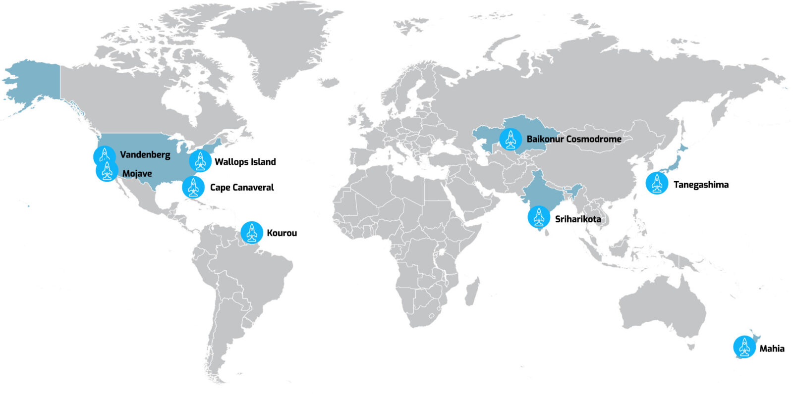 Spire's global launch locations map