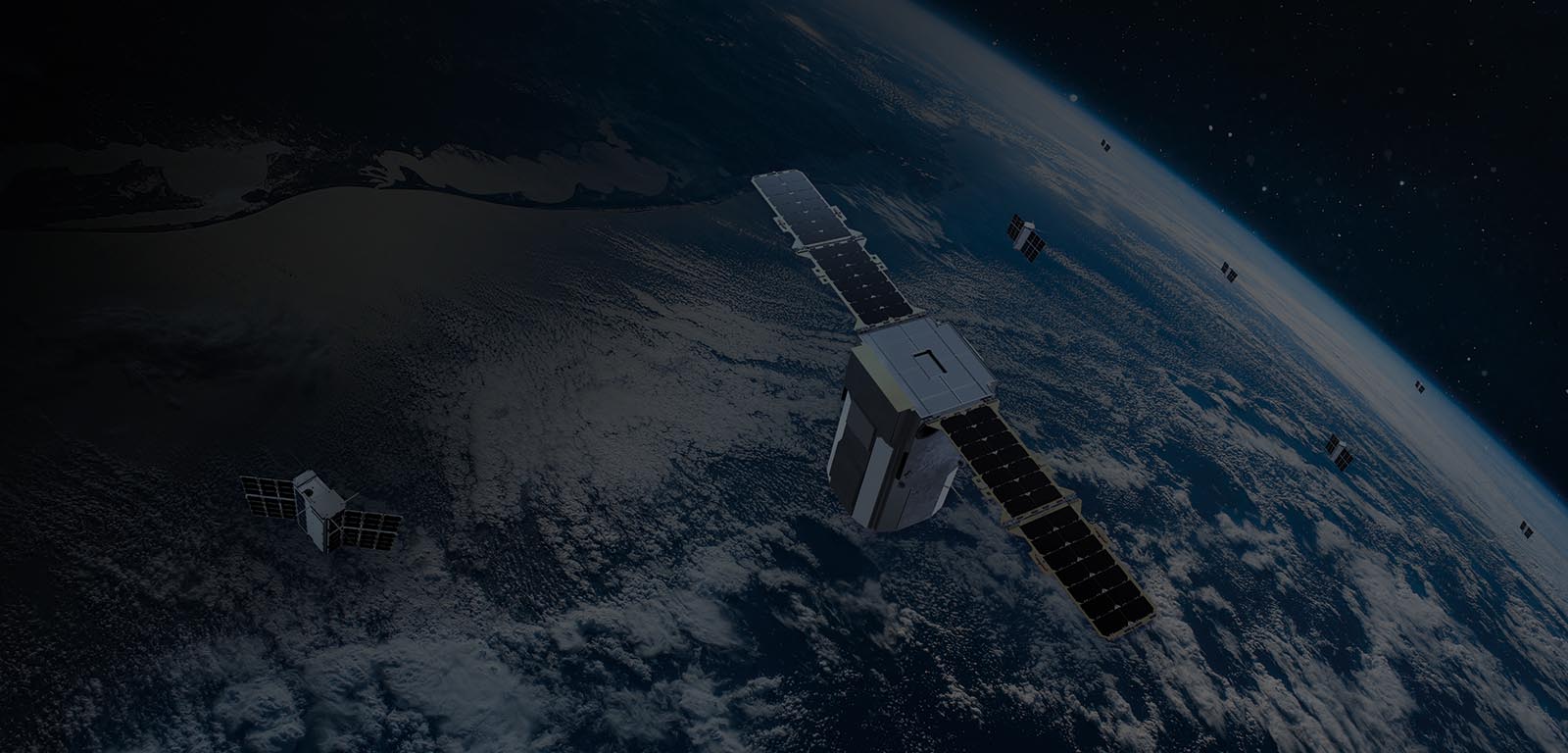 Spire satellite constellation in space