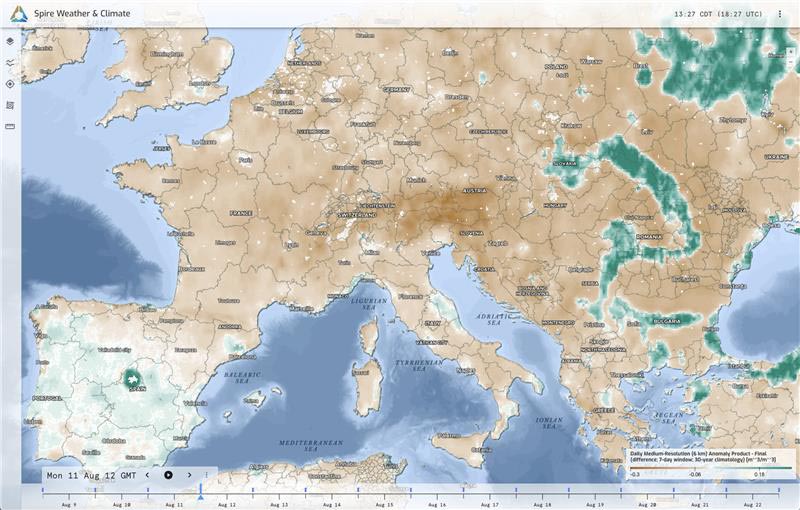 Spire soil moisture software dashboard
